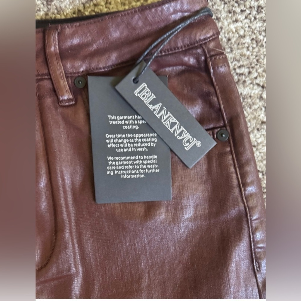 BLANK NYC High Rise Midi Coated Denim Skirt Size 26 in color Coffee Talk NWT - Picture 7 of 11